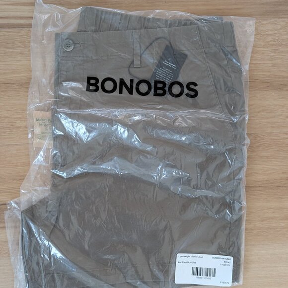NWT Bonobos Organic Cotton Lightweight Chino Shorts Kalamata Olive XXL 5” - Picture 4 of 7